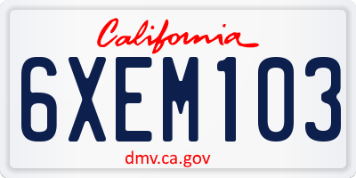 CA license plate 6XEM103