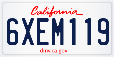CA license plate 6XEM119