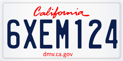 CA license plate 6XEM124