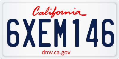CA license plate 6XEM146