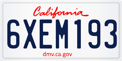 CA license plate 6XEM193