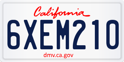 CA license plate 6XEM210