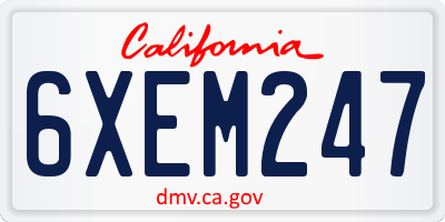 CA license plate 6XEM247
