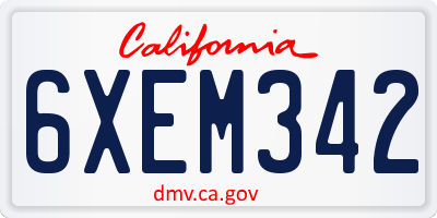 CA license plate 6XEM342