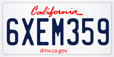 CA license plate 6XEM359