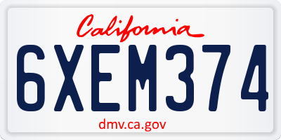 CA license plate 6XEM374