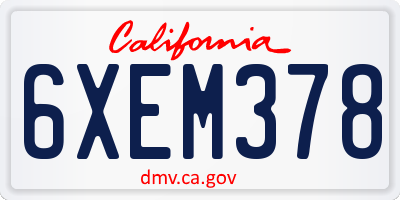 CA license plate 6XEM378