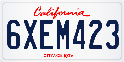 CA license plate 6XEM423