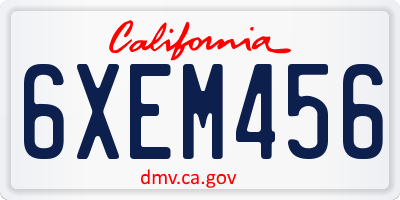 CA license plate 6XEM456