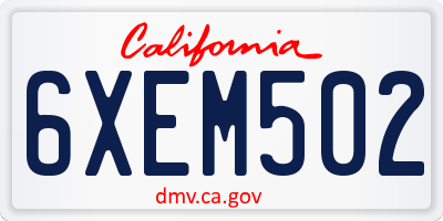 CA license plate 6XEM502