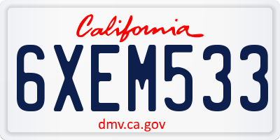 CA license plate 6XEM533