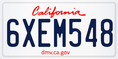 CA license plate 6XEM548