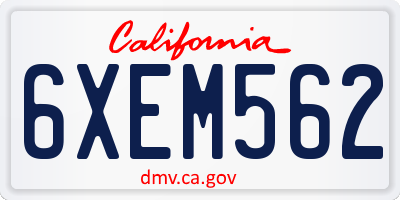 CA license plate 6XEM562