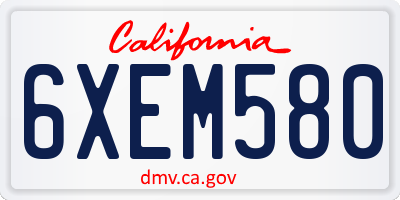 CA license plate 6XEM580