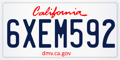 CA license plate 6XEM592