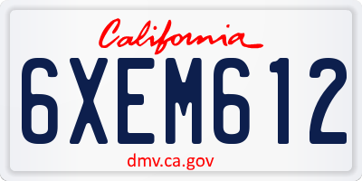 CA license plate 6XEM612