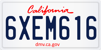 CA license plate 6XEM616