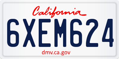 CA license plate 6XEM624