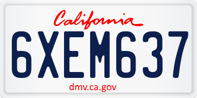 CA license plate 6XEM637
