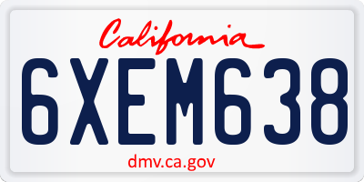 CA license plate 6XEM638