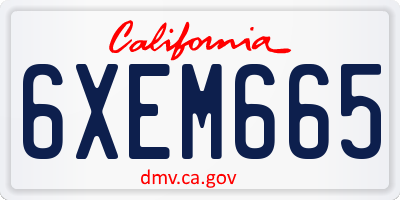 CA license plate 6XEM665