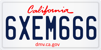 CA license plate 6XEM666