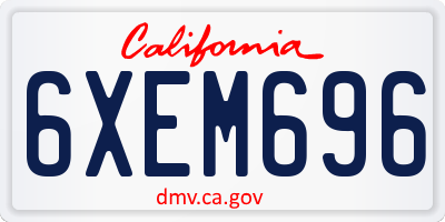 CA license plate 6XEM696