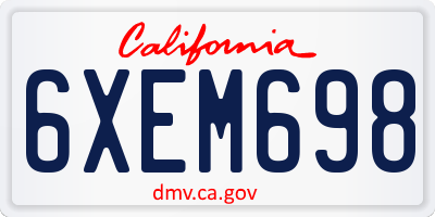 CA license plate 6XEM698
