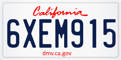 CA license plate 6XEM915
