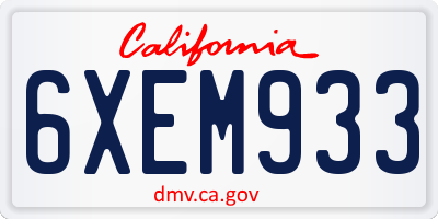 CA license plate 6XEM933