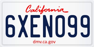 CA license plate 6XEN099