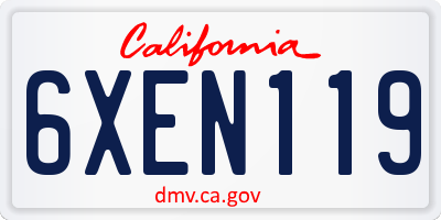 CA license plate 6XEN119