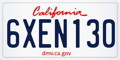 CA license plate 6XEN130