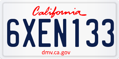 CA license plate 6XEN133