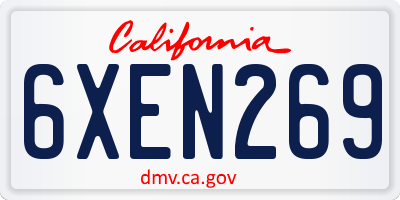 CA license plate 6XEN269