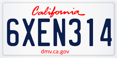 CA license plate 6XEN314