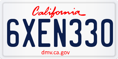 CA license plate 6XEN330
