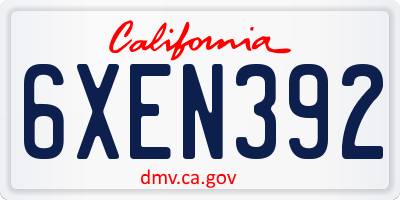CA license plate 6XEN392