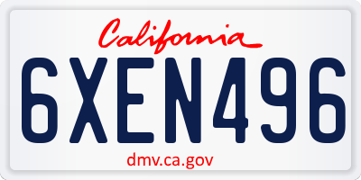 CA license plate 6XEN496