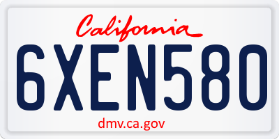 CA license plate 6XEN580