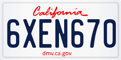 CA license plate 6XEN670