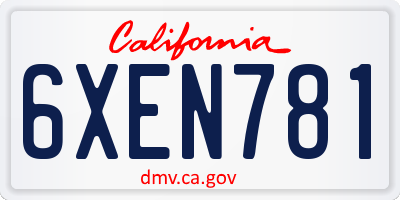 CA license plate 6XEN781