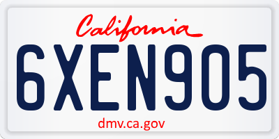 CA license plate 6XEN905
