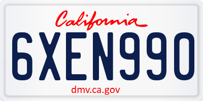 CA license plate 6XEN990