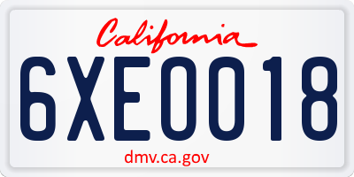 CA license plate 6XEO018