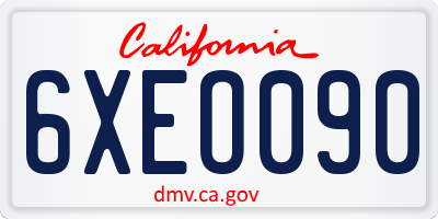 CA license plate 6XEO090