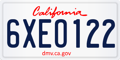 CA license plate 6XEO122