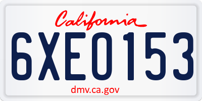 CA license plate 6XEO153