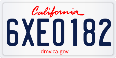 CA license plate 6XEO182