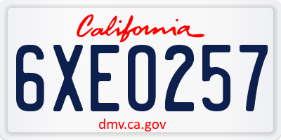 CA license plate 6XEO257